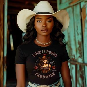 Love Is Roses & Barbwire (Cowgirl) - Lady's Tee
