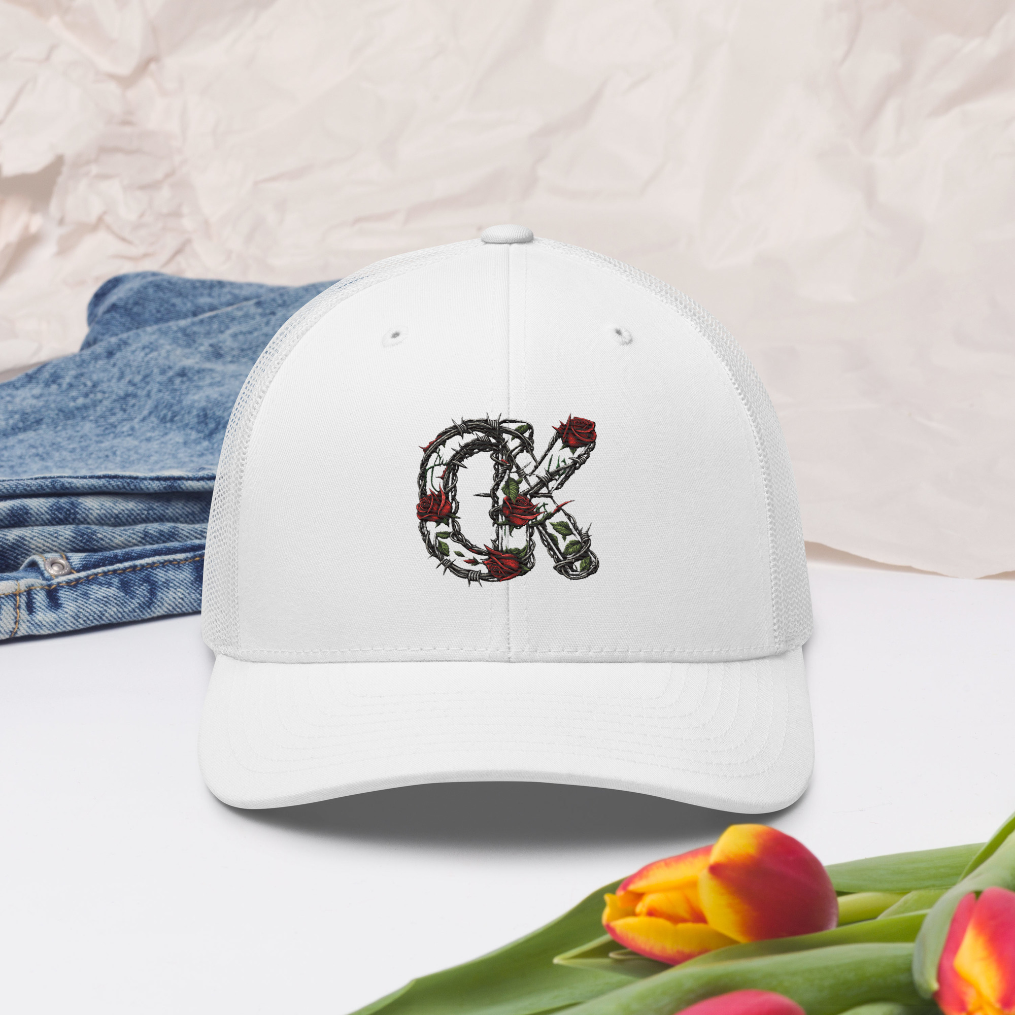 Cowboy Kryptonite Trucker Cap – Roses & Barbwire CK Logo - Image 5