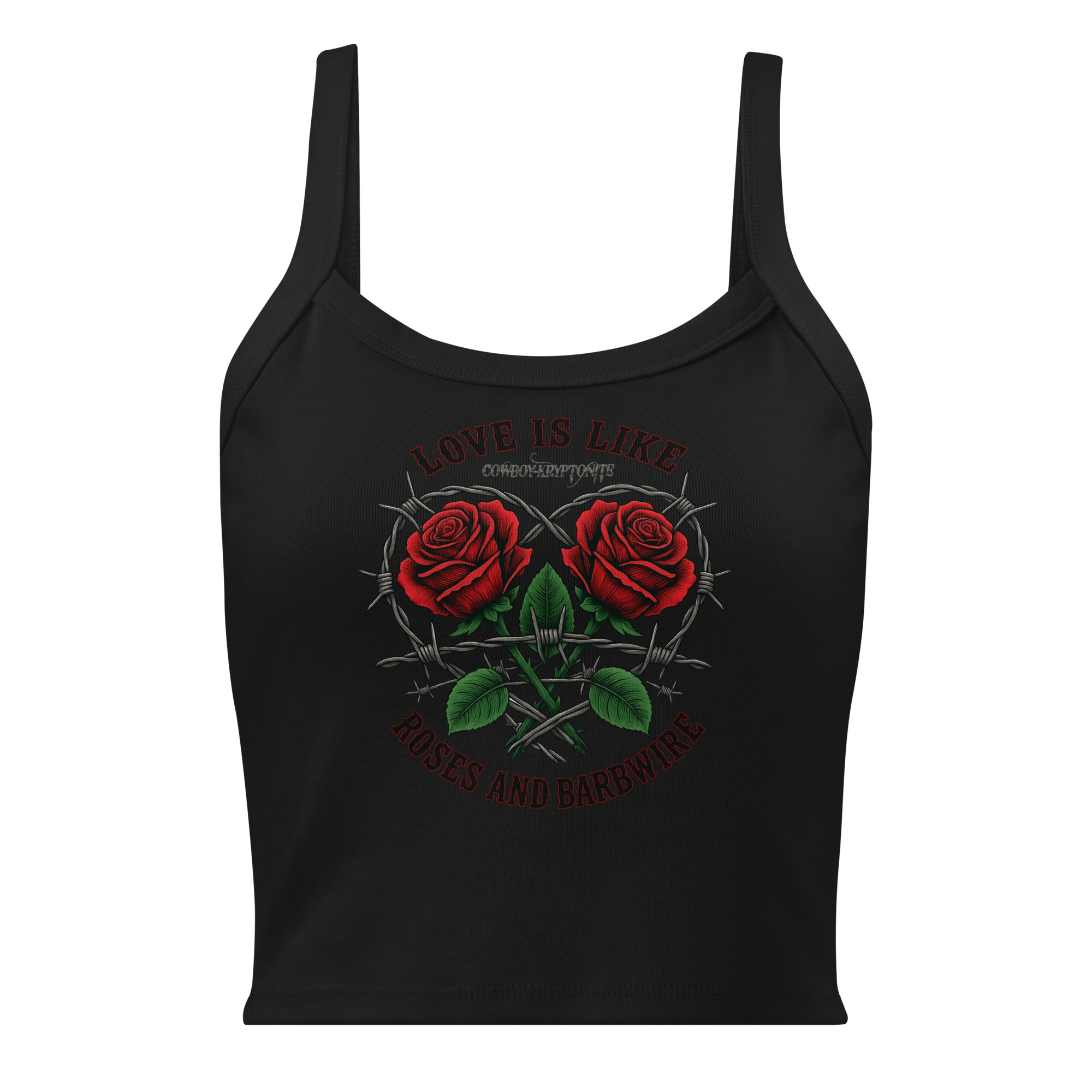 💘 Love Is Like Roses & Barbwire – Micro-Rib Tank - Image 2