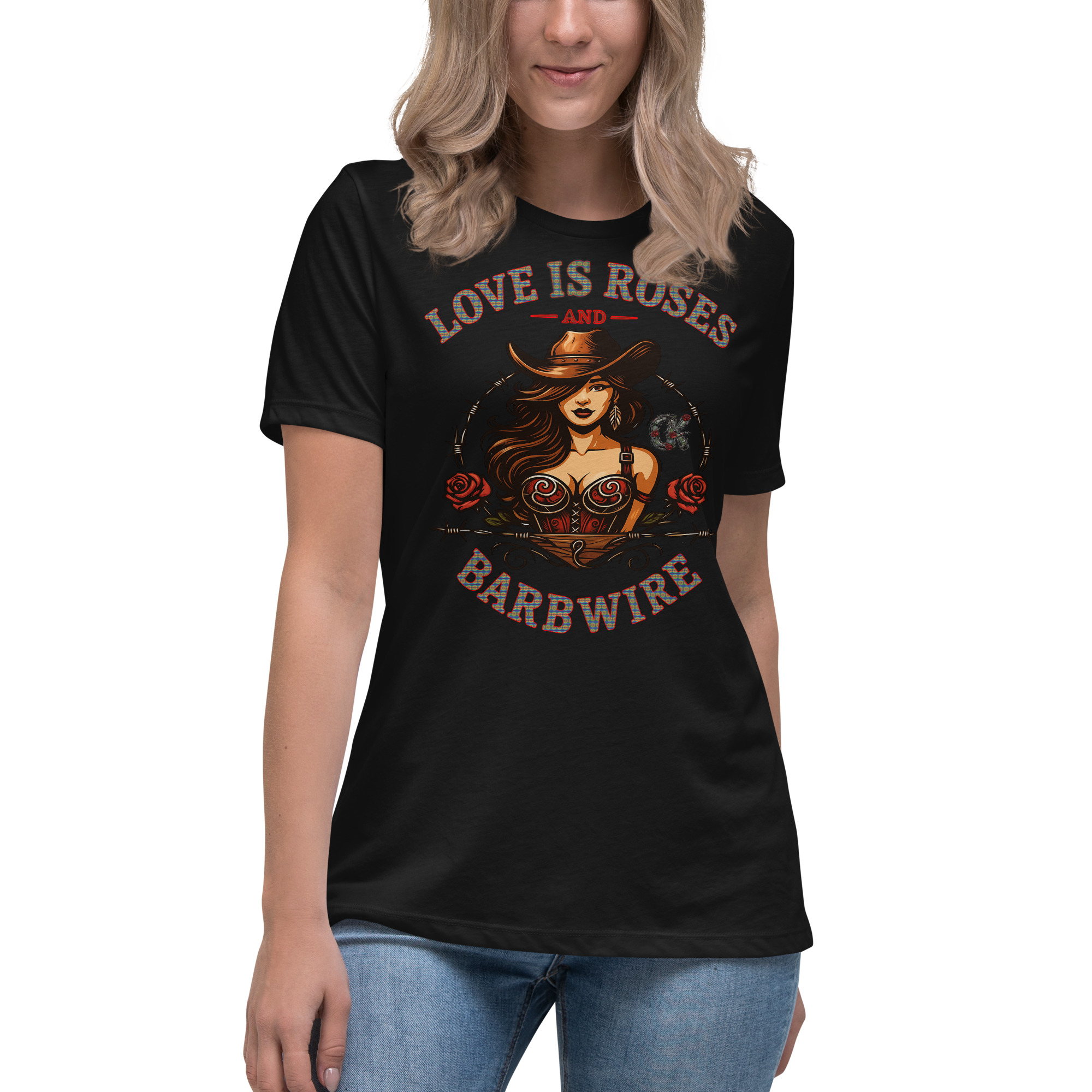 Love Is Roses & Barbwire Cowgirl Edition - Women's Relaxed T-Shirt - Image 8