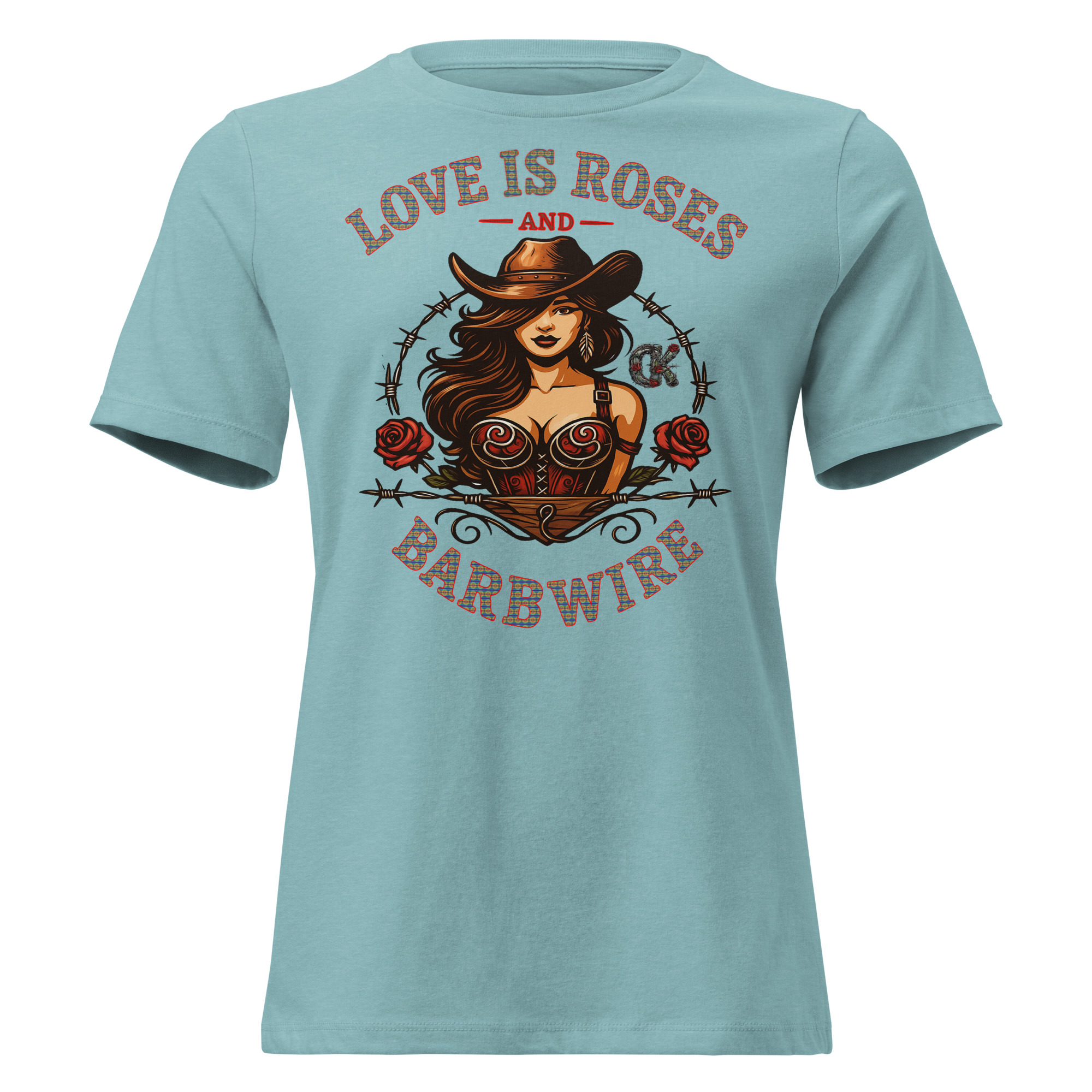 Love Is Roses & Barbwire Cowgirl Edition - Women's Relaxed T-Shirt - Image 4