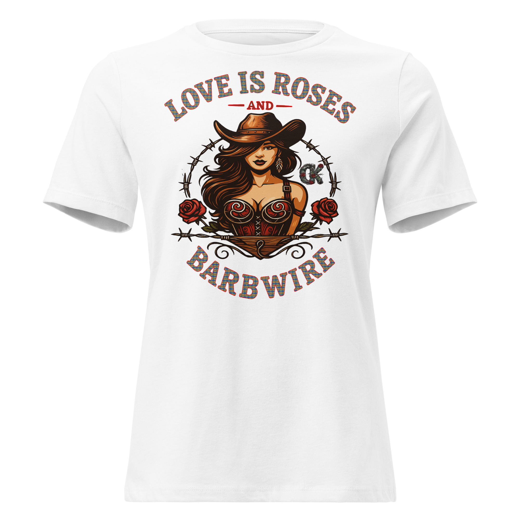 Love Is Roses & Barbwire Cowgirl Edition - Women's Relaxed T-Shirt - Image 7