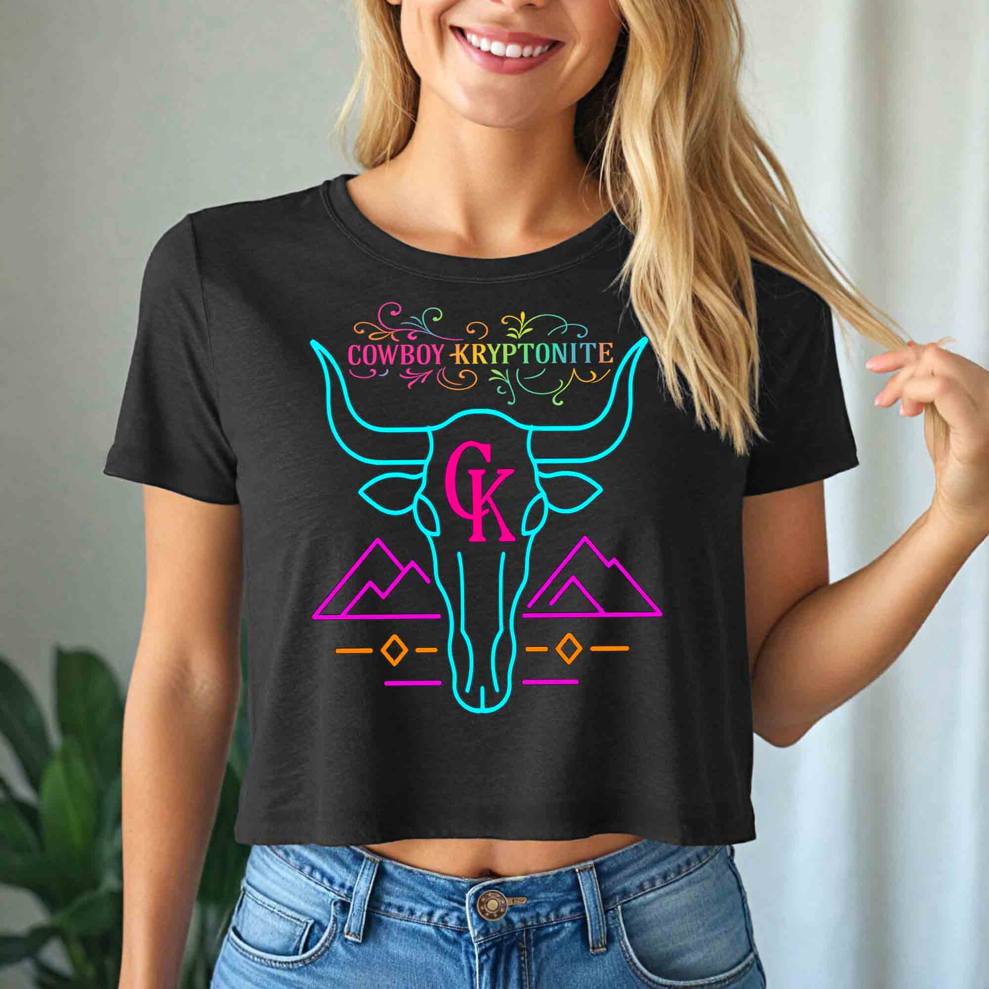 Neon Longhorn - Crop Top ✨