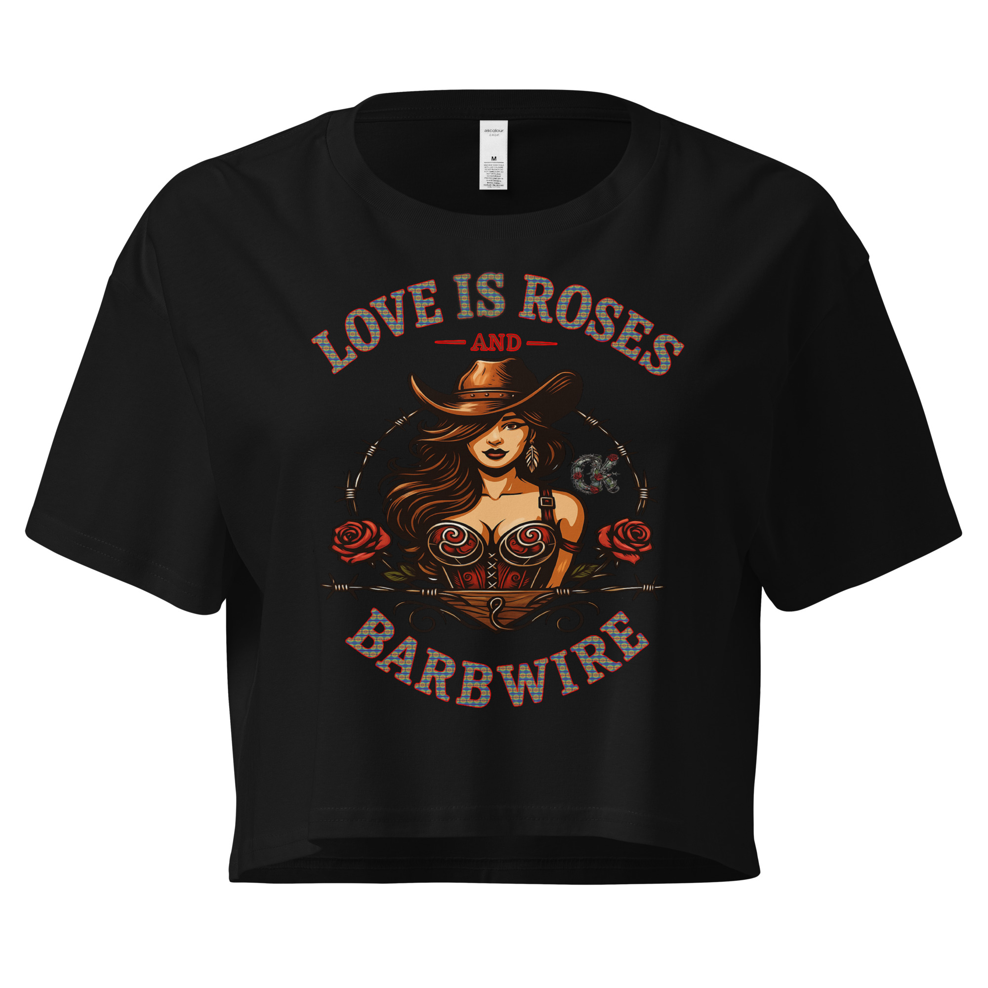 Love Is Roses & Barbwire (Cowgirl) - Crop Top - Image 3