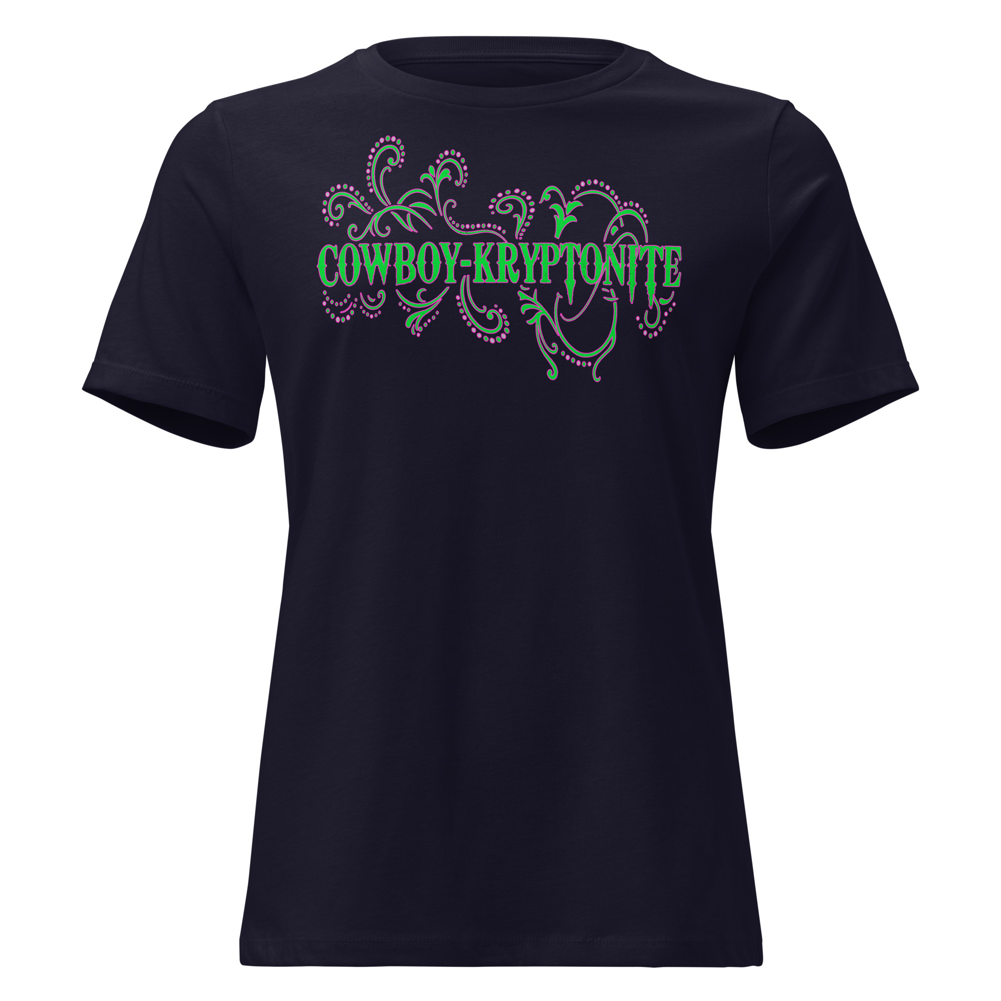 Cowboy-Kryptonite (pink trim) - Lady's Tee - Image 2