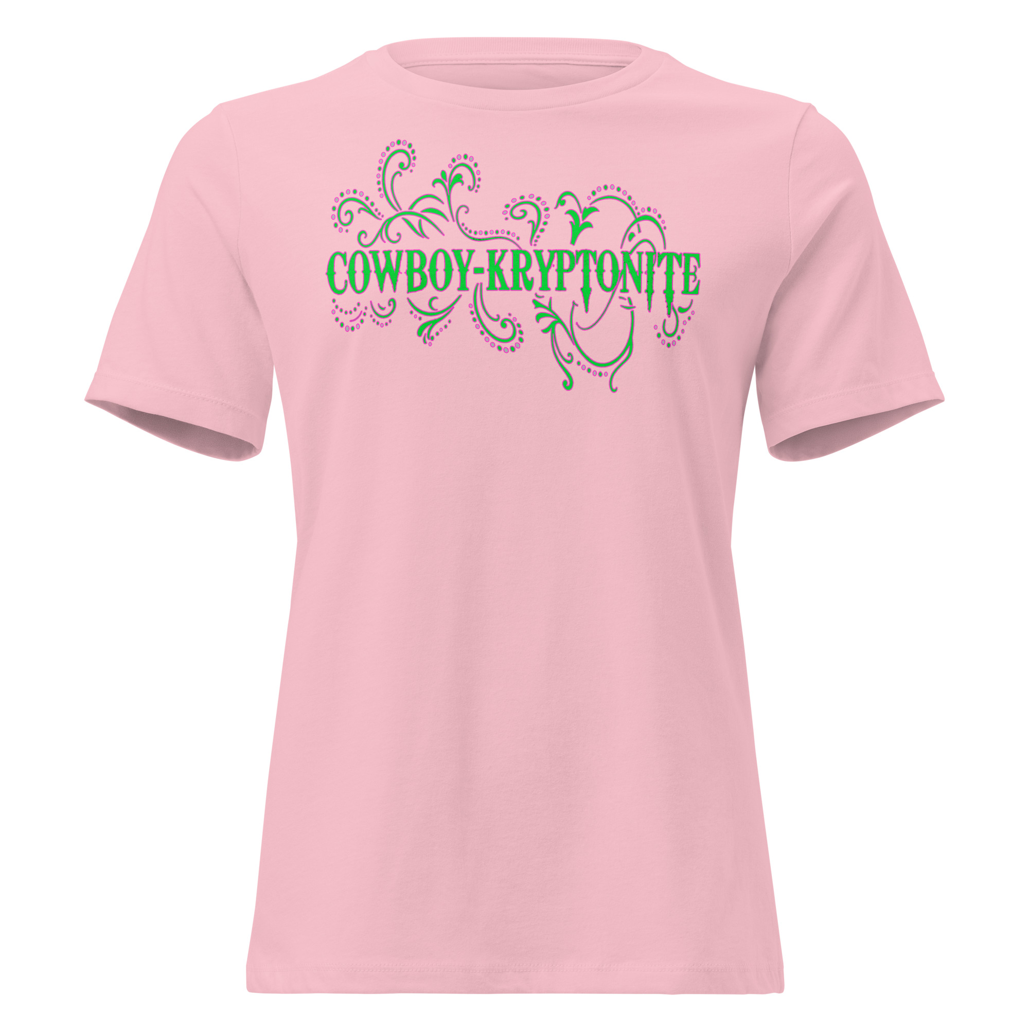 Cowboy-Kryptonite (pink trim) - Lady's Tee - Image 3