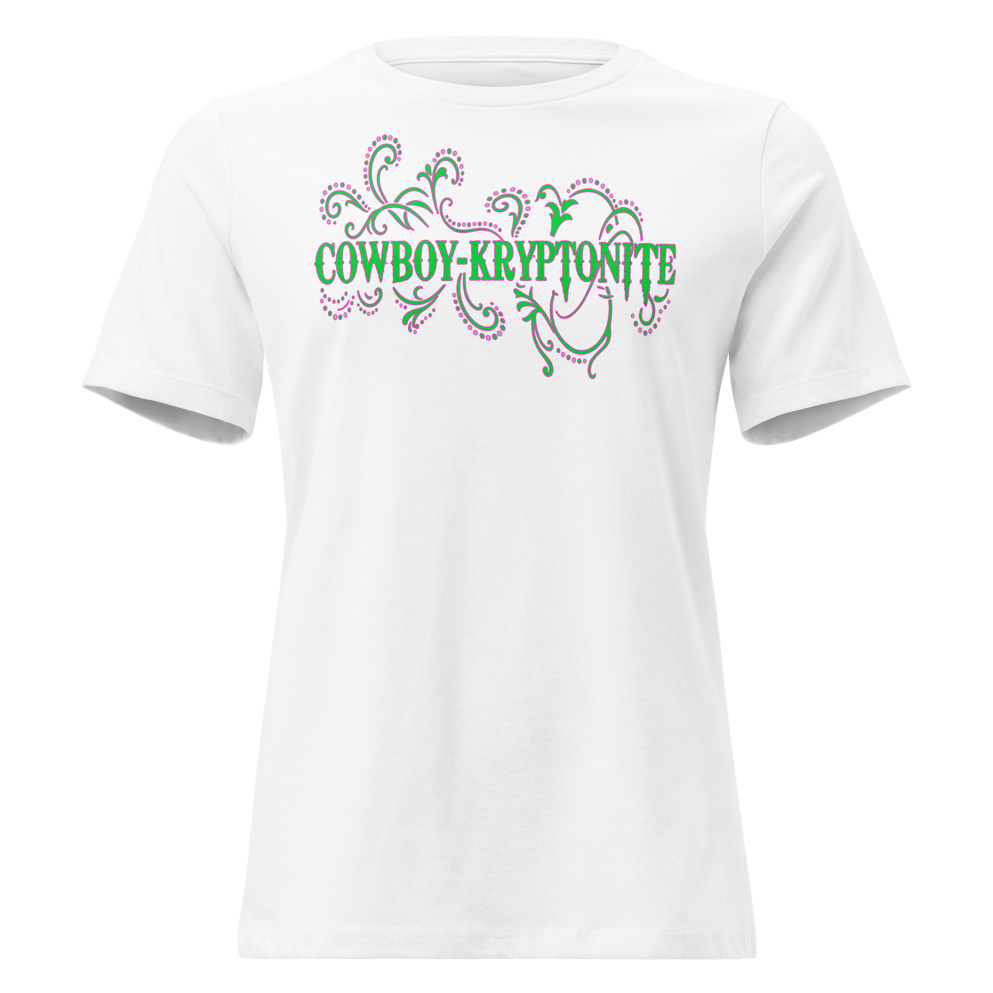 Cowboy-Kryptonite (pink trim) - Lady's Tee - Image 4