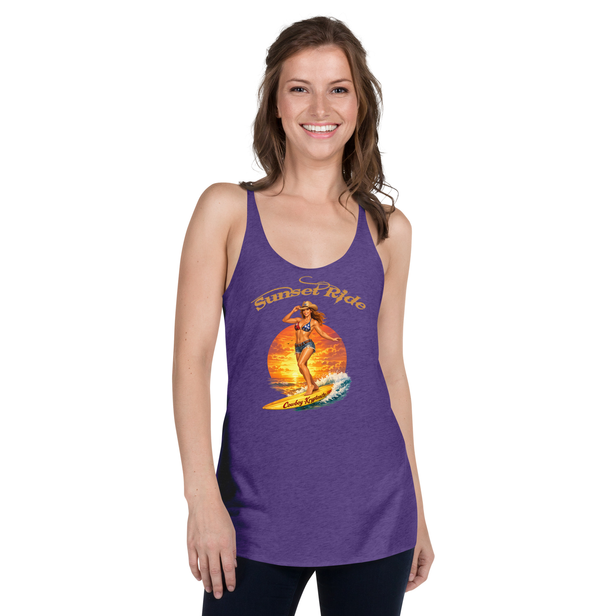 Sunset Ride — Cowboy-Kryptonite™ Racerback Tank - Image 9